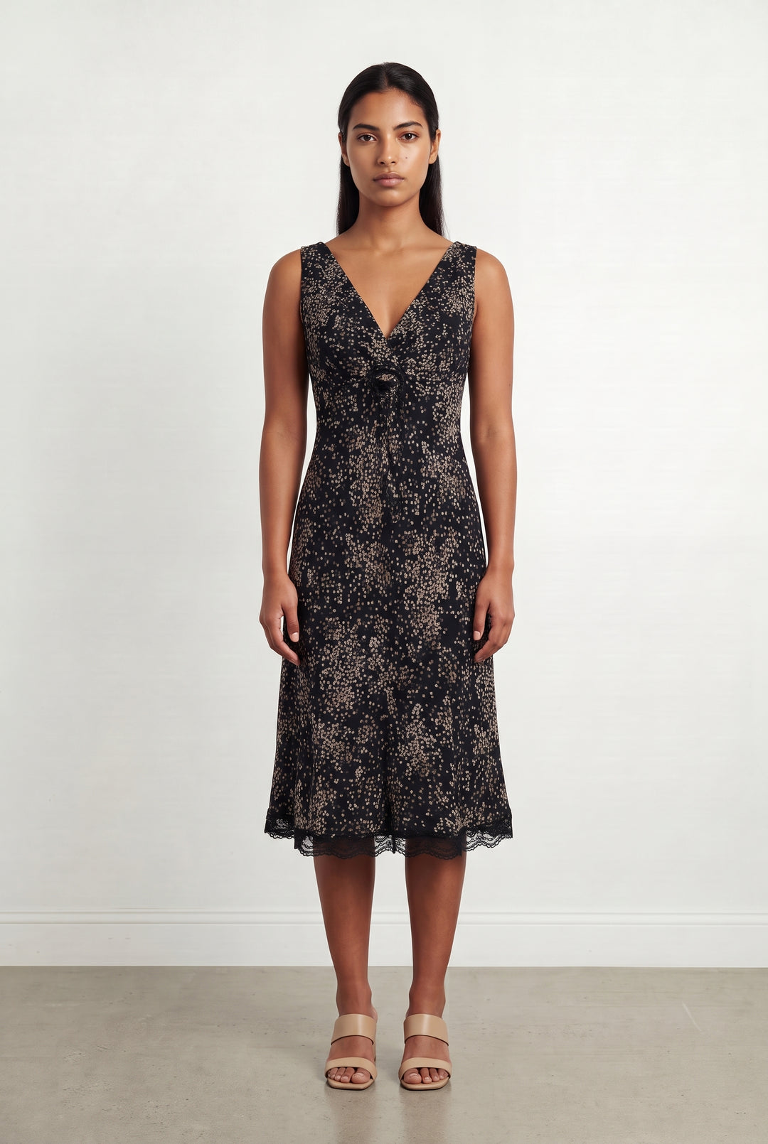 Robe Midi Noire et Beige - Taille L/40 de la marque Caroll | PARAD123812 - Vendu par Paradigme - Image 1