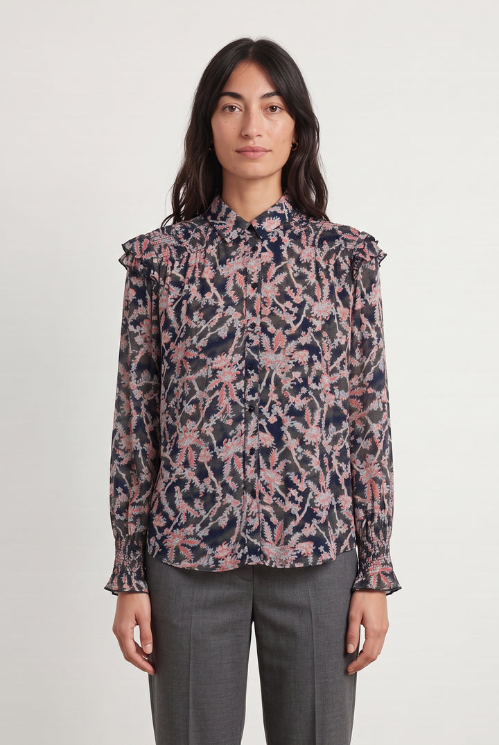 Chemise Bleu Marine et Rose - Taille XS/34 de la marque Bérénice | PARAD123827 - Vendu par Paradigme - Image 1