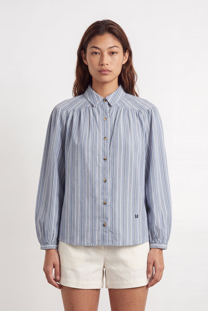Chemise Rayée Bleue et Blanche - Taille S/36 de la marque Léon &amp; Harper | PARAD123828 - Vendu par Paradigme - Image 1
