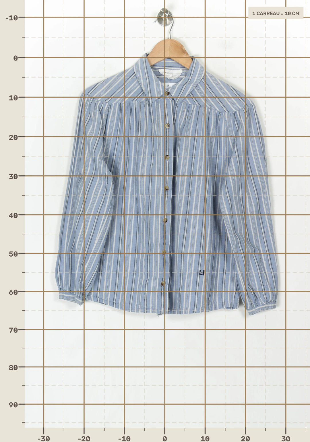 Chemise Rayée Bleue et Blanche - Taille S/36 de la marque Léon &amp; Harper | PARAD123828 - Vendu par Paradigme - Image 4