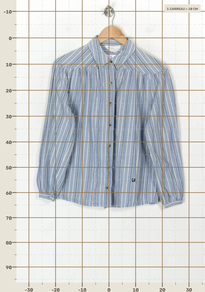 Chemise Rayée Bleue et Blanche - Taille S/36 de la marque Léon &amp; Harper | PARAD123828 - Vendu par Paradigme - Image 4