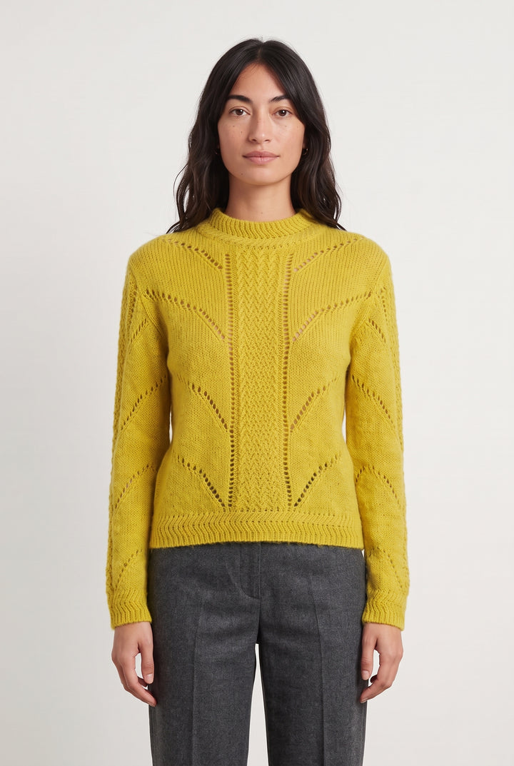 Pull Ajouré Jaune - Taille XS/34 de la marque Bérénice | PARAD123835 - Vendu par Paradigme - Image 1