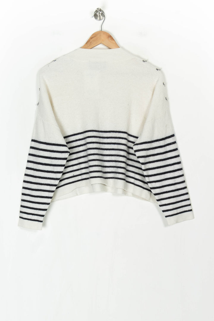 Pull Rayé Blanc et Noir - Taille M/38 de la marque The Kooples - Sport | PARAD123856 - Vendu par Paradigme - Image 5