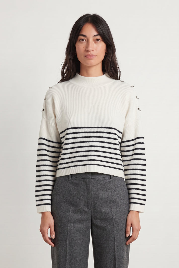 Pull Rayé Blanc et Noir - Taille M/38 de la marque The Kooples - Sport | PARAD123856 - Vendu par Paradigme - Image 1