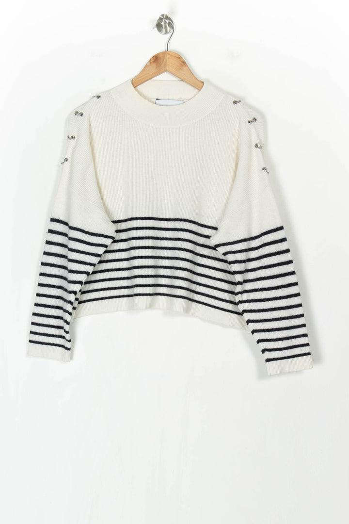 Pull Rayé Blanc et Noir - Taille M/38 de la marque The Kooples - Sport | PARAD123856 - Vendu par Paradigme - Image 2