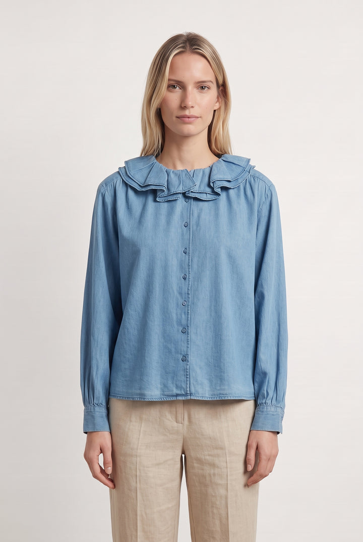 Chemise En Jean Bleue - Taille S/36 de la marque Petite Mendigote | PARAD123860 - Vendu par Paradigme - Image 1
