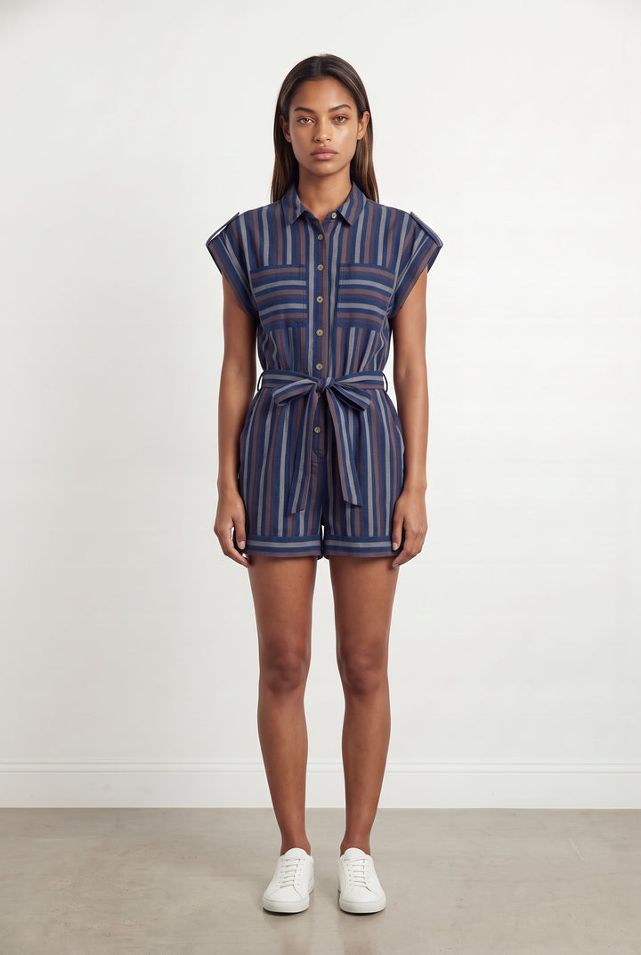 Combishort Bleu et Marron - Taille XS/34 de la marque FRNCH | PARAD123866 - Vendu par Paradigme - Image 1