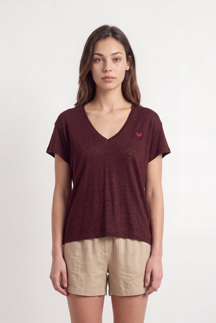Tee-shirt Bordeaux - Taille XS/34 de la marque IKKS | PARAD123868 - Vendu par Paradigme - Image 1
