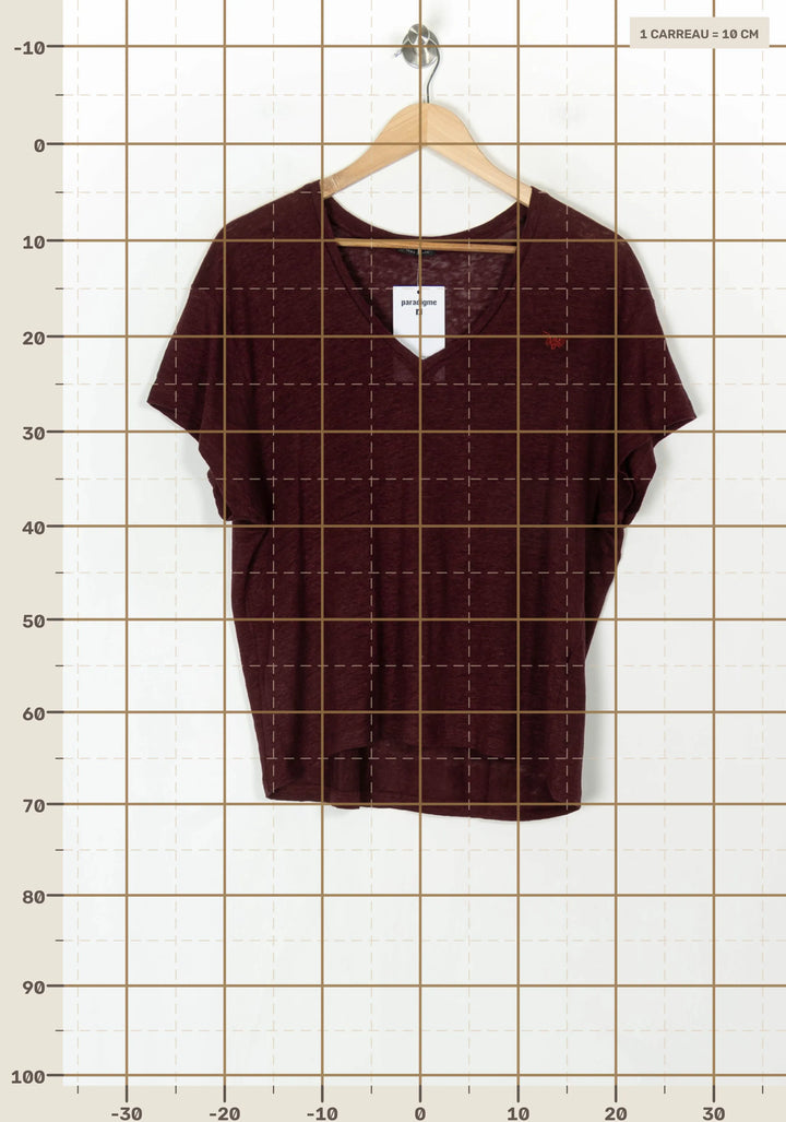 Tee-shirt Bordeaux - Taille XS/34 de la marque IKKS | PARAD123868 - Vendu par Paradigme - Image 4