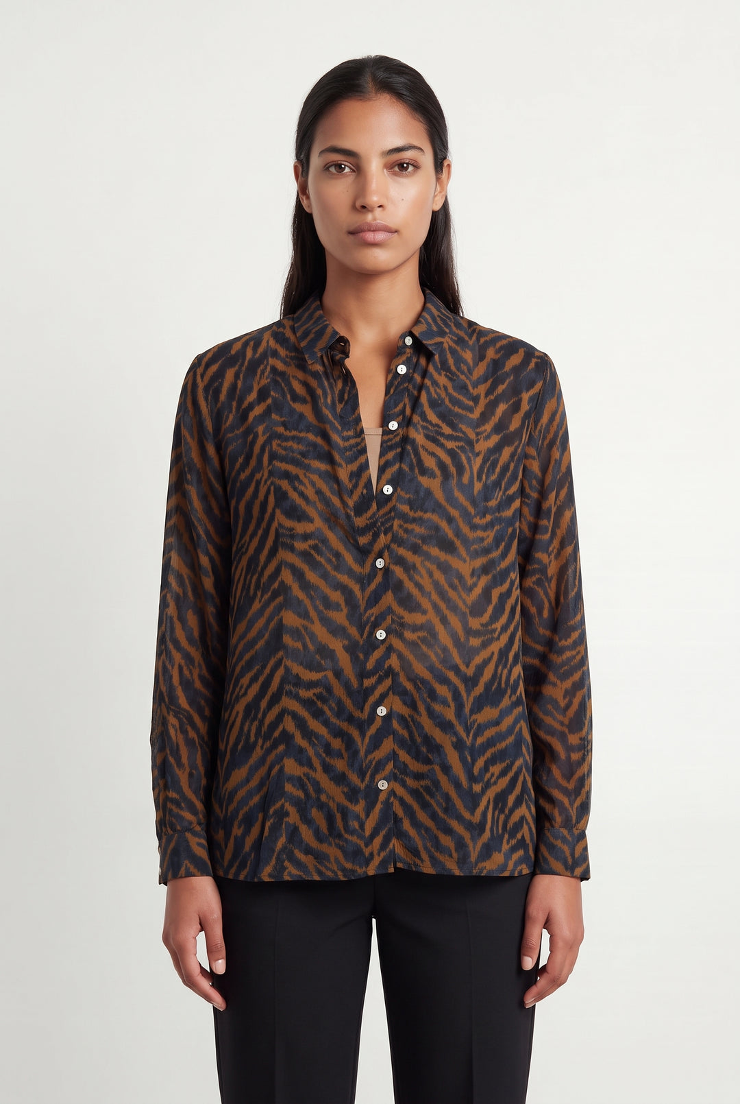 Chemise Noire et Marron - Taille L/40 de la marque Maison 123 | PARAD123893 - Vendu par Paradigme - Image 1