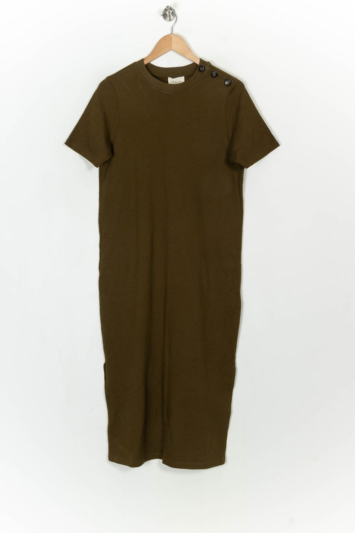 Robe T-shirt Vert Olive - Taille S/36 de la marque Sézane | PARAD123912 - Vendu par Paradigme - Image 2