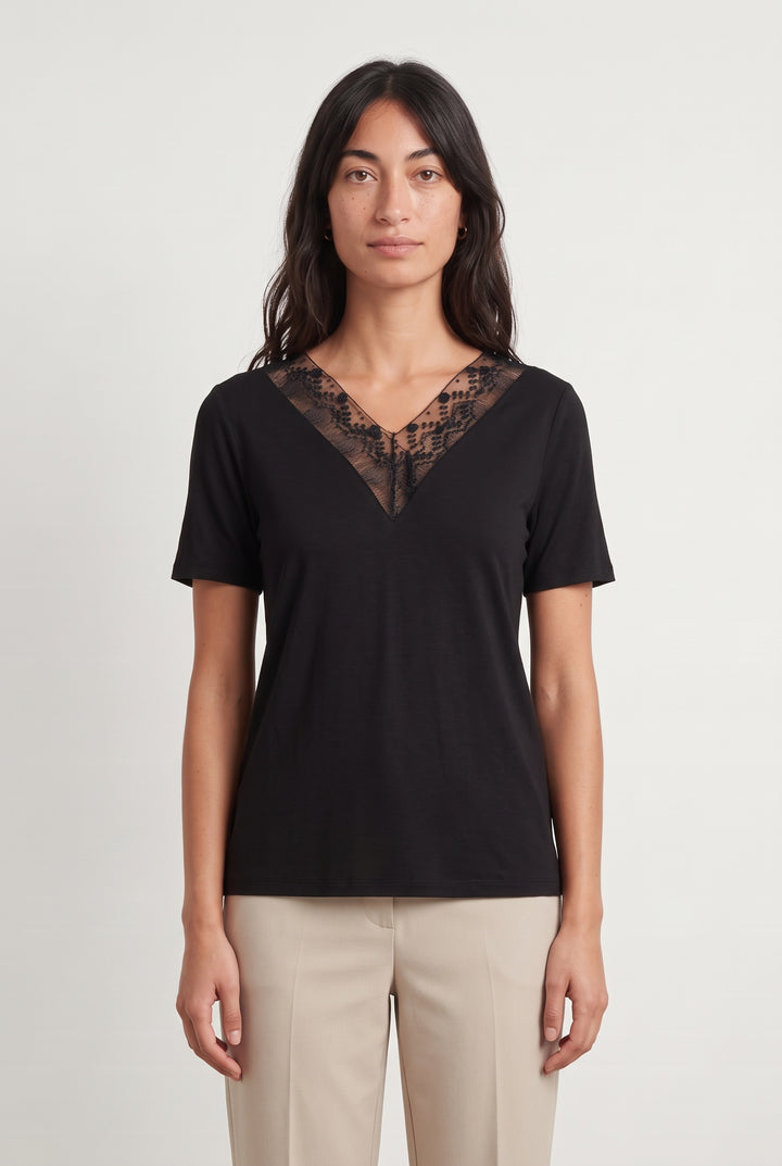 T-shirt Noir - Taille M/38 de la marque Sandro | PARAD123921 - Vendu par Paradigme - Image 1