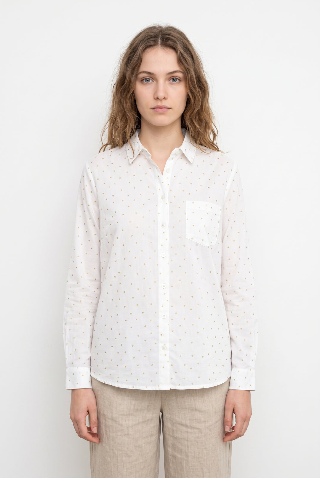 Chemise Blanche et Dorée - Taille S/36 de la marque Sézane | PARAD123939 - Vendu par Paradigme - Image 1