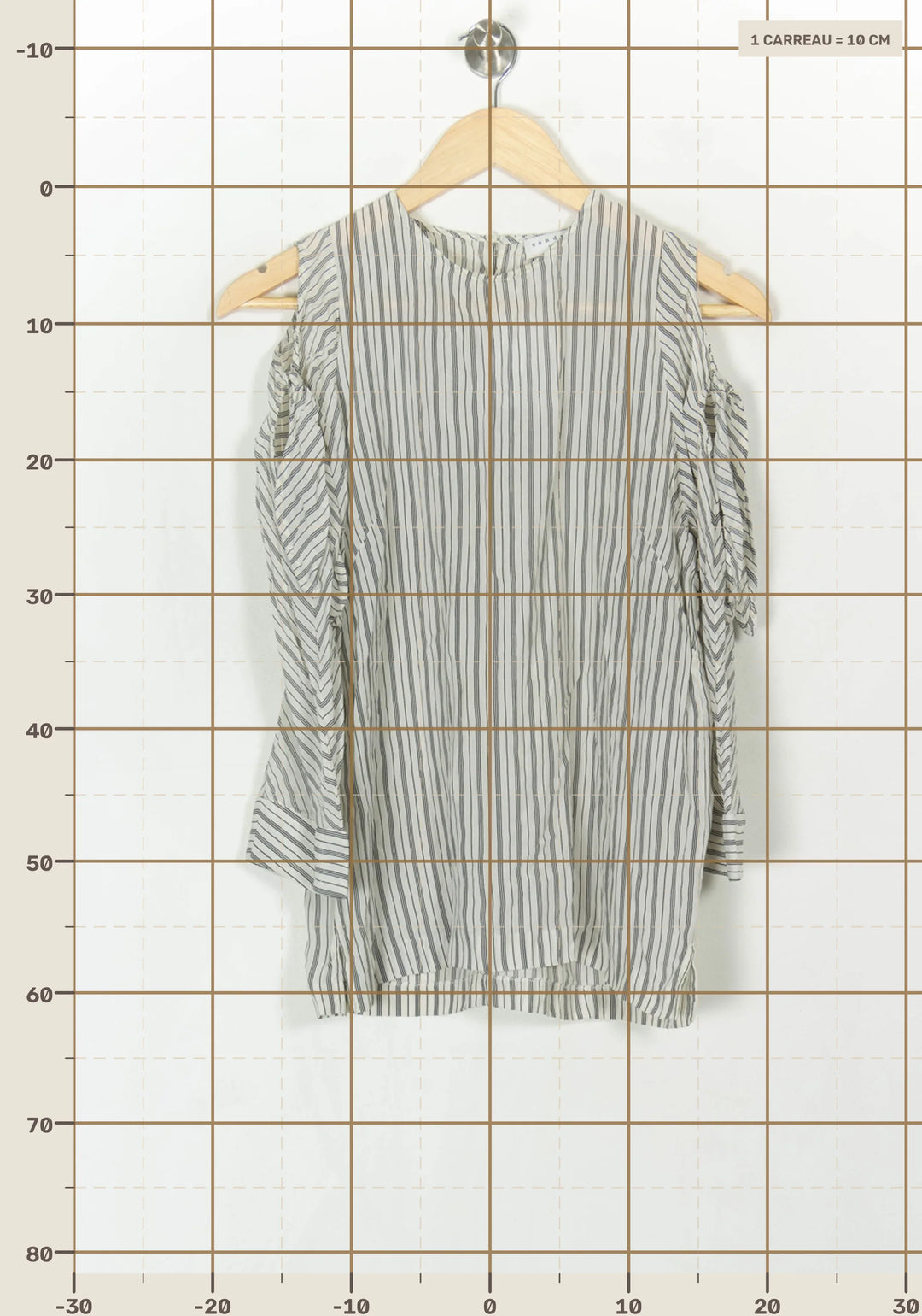 Blouse Blanche et Grise - Taille S/36 de la marque Sandro | PARAD123945 - Vendu par Paradigme - Image 4
