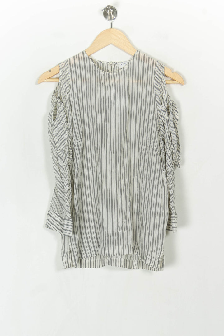 Blouse Blanche et Grise - Taille S/36 de la marque Sandro | PARAD123945 - Vendu par Paradigme - Image 2