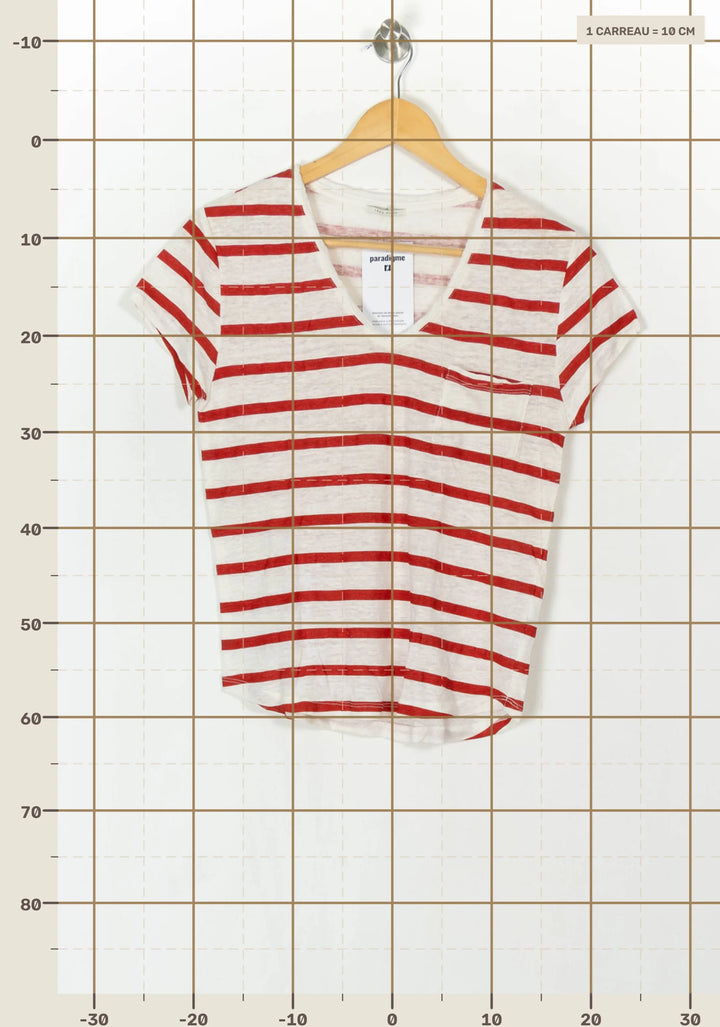 Tee-shirt Blanc et Rouge - Taille S/36 de la marque IKKS | PARAD123961 - Vendu par Paradigme - Image 4