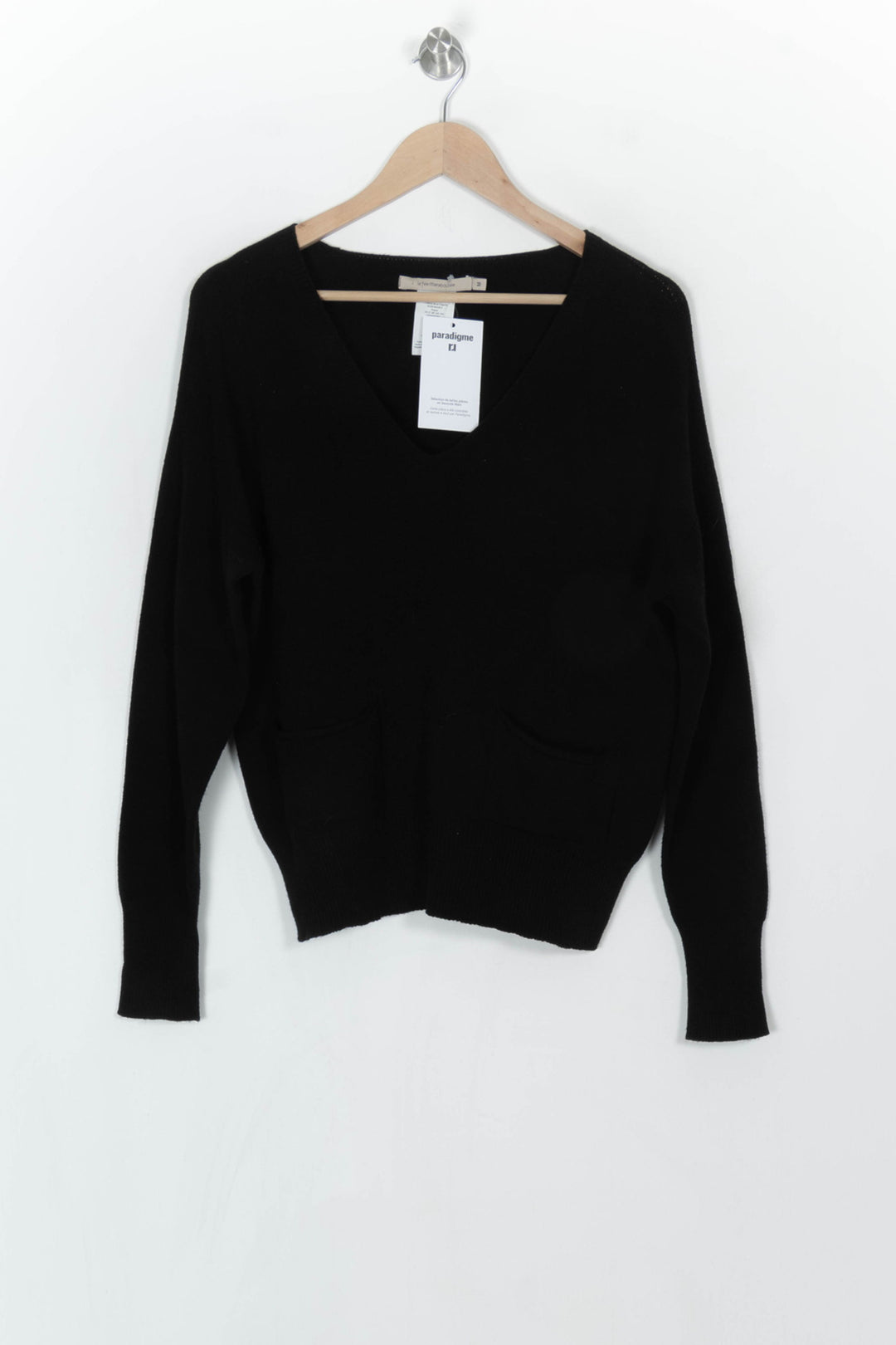 Pull Noir V À Poches
 - Taille M/38 de la marque La Fée Maraboutée | PARAD123971 - Vendu par Paradigme - Image 2