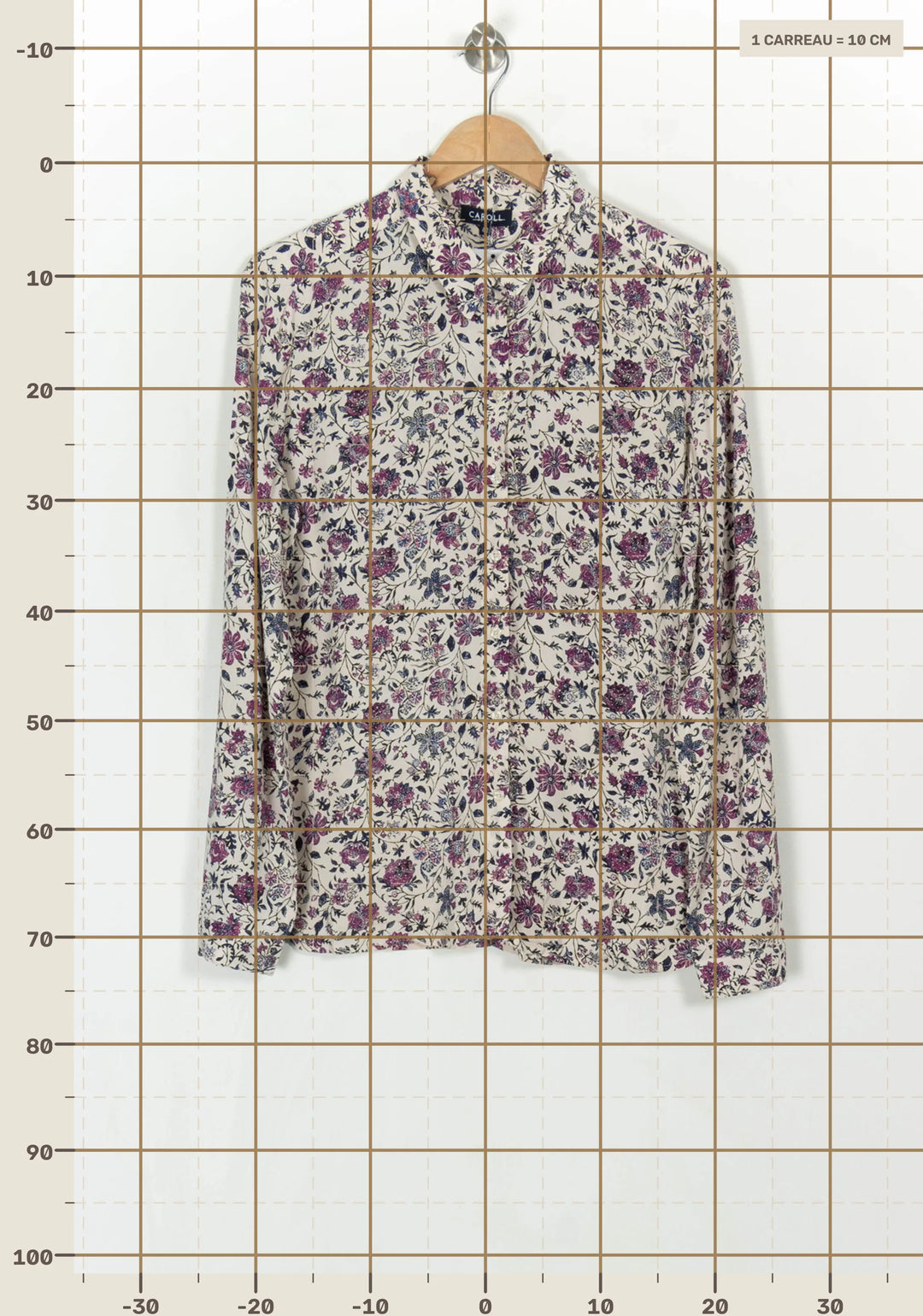 Chemise Beige et Violette - Taille XL/42 de la marque Caroll | PARAD123973 - Vendu par Paradigme - Image 4
