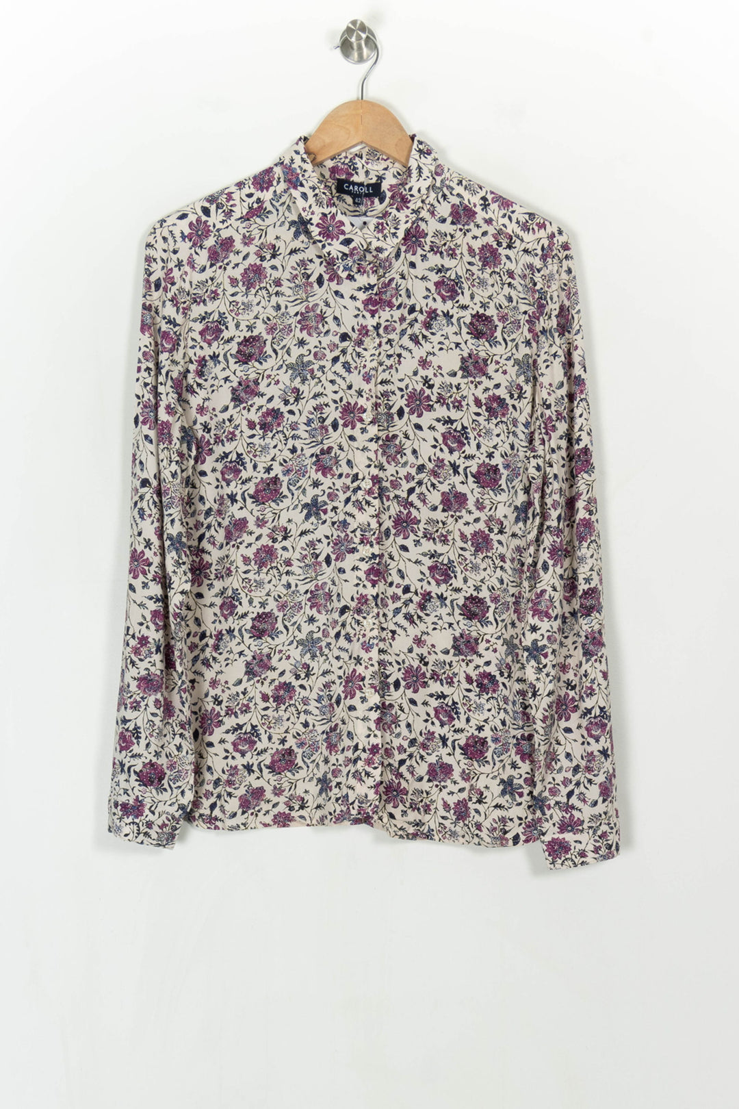 Chemise Beige et Violette - Taille XL/42 de la marque Caroll | PARAD123973 - Vendu par Paradigme - Image 2