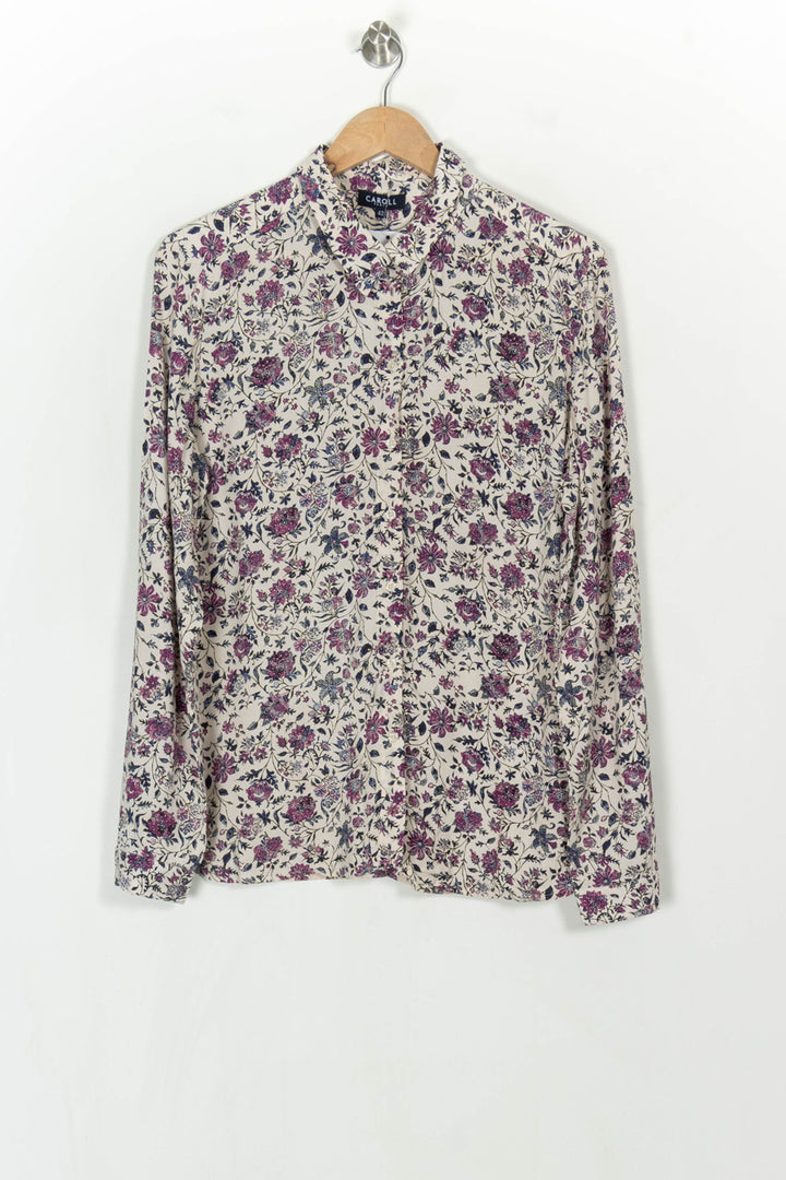 Chemise Beige et Violette - Taille XL/42 de la marque Caroll | PARAD123973 - Vendu par Paradigme - Image 2
