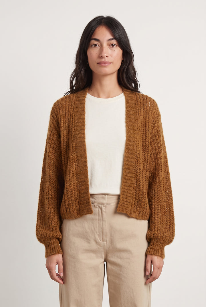 Gilet En Maille Marron - Taille M/38 de la marque La Fée Maraboutée | PARAD123974 - Vendu par Paradigme - Image 1