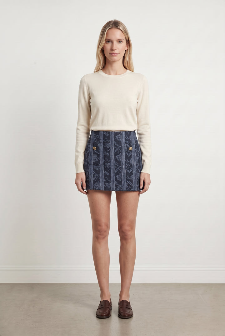 Jupe Courte Bleu Marine et Bleu Clair - Taille S/36 de la marque Maje | PARAD123981 - Vendu par Paradigme - Image 1