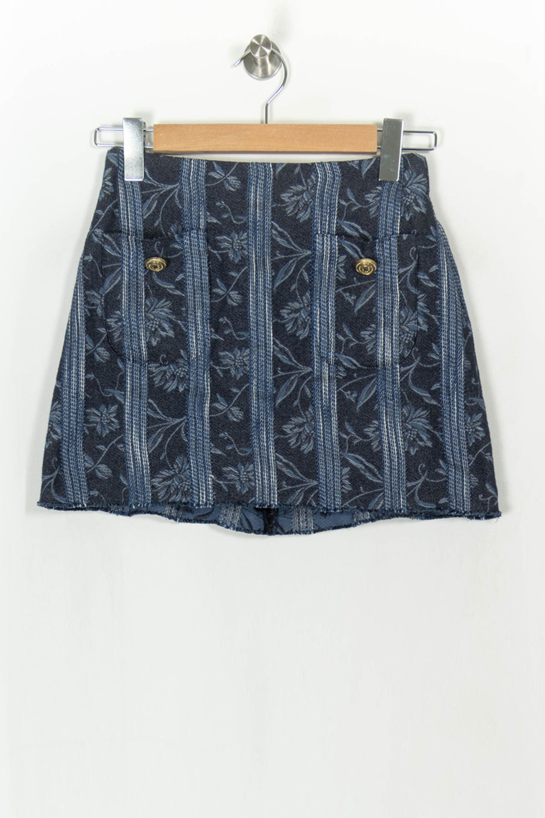 Jupe Courte Bleu Marine et Bleu Clair - Taille S/36 de la marque Maje | PARAD123981 - Vendu par Paradigme - Image 2