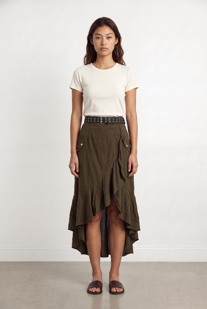 Jupe Longue Vert Olive - Taille M/38 de la marque The Kooples | PARAD123987 - Vendu par Paradigme - Image 1