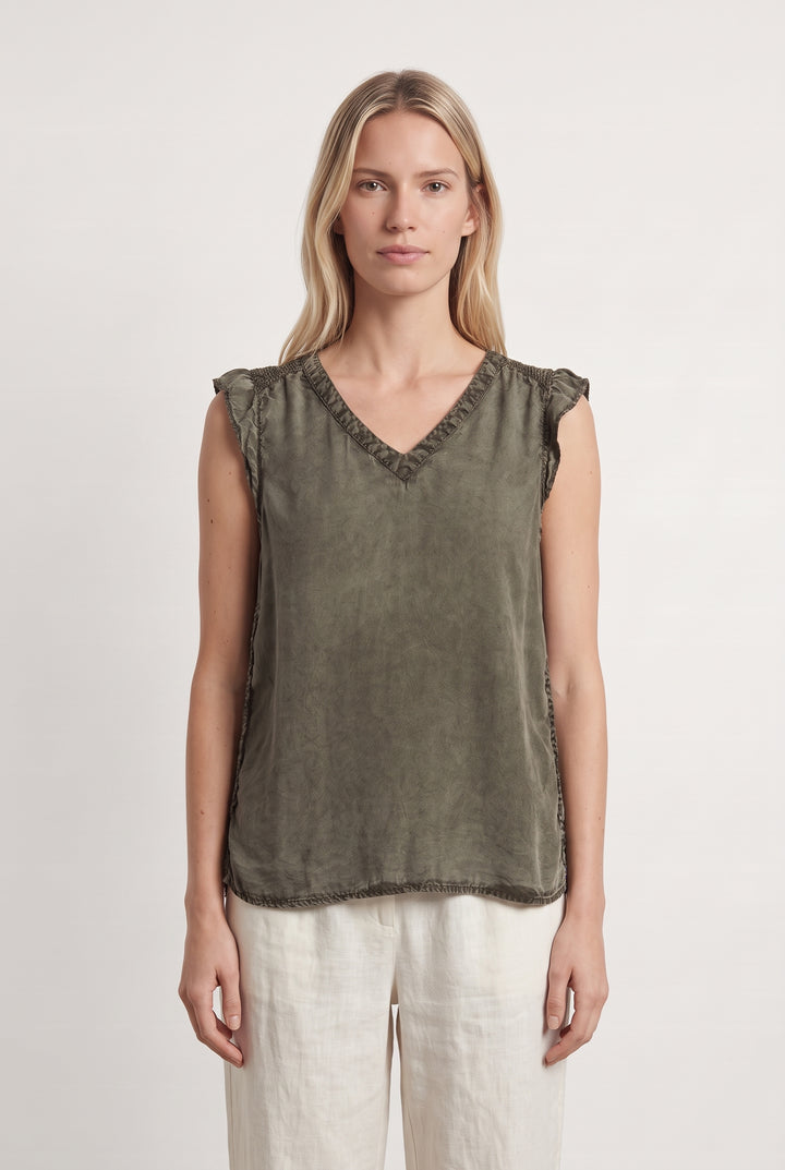 Blouse Sans Manches Kaki - Taille M/38 de la marque IKKS | PARAD123992 - Vendu par Paradigme - Image 1