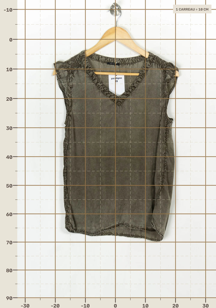Blouse Sans Manches Kaki - Taille M/38 de la marque IKKS | PARAD123992 - Vendu par Paradigme - Image 4