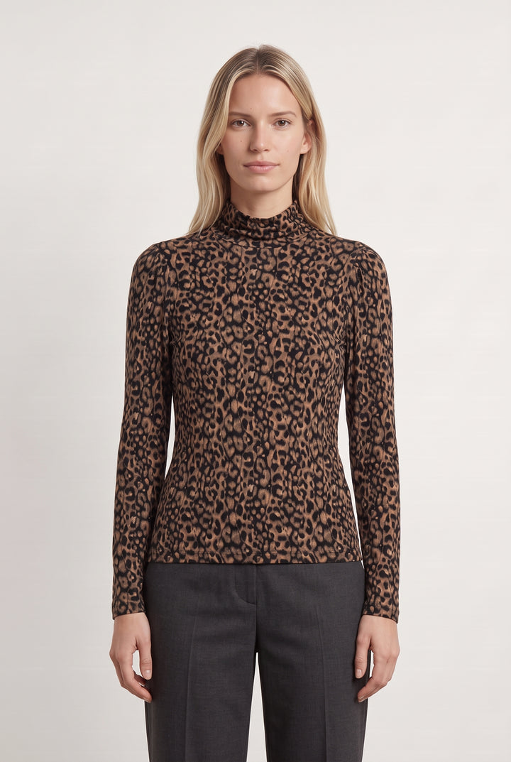 Pull À Col Montant Marron et Noir - Taille S/36 de la marque One Step | PARAD123998 - Vendu par Paradigme - Image 1