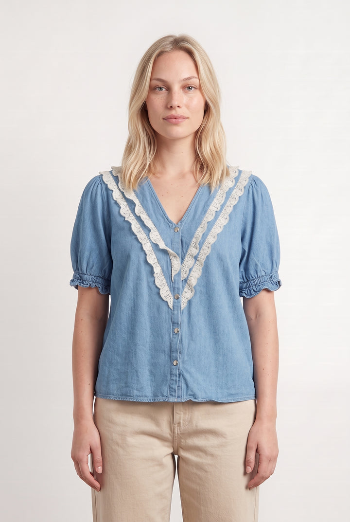 Blouse En Jean Bleue - Taille L/40 de la marque Balzac Paris | PARAD124007 - Vendu par Paradigme - Image 1