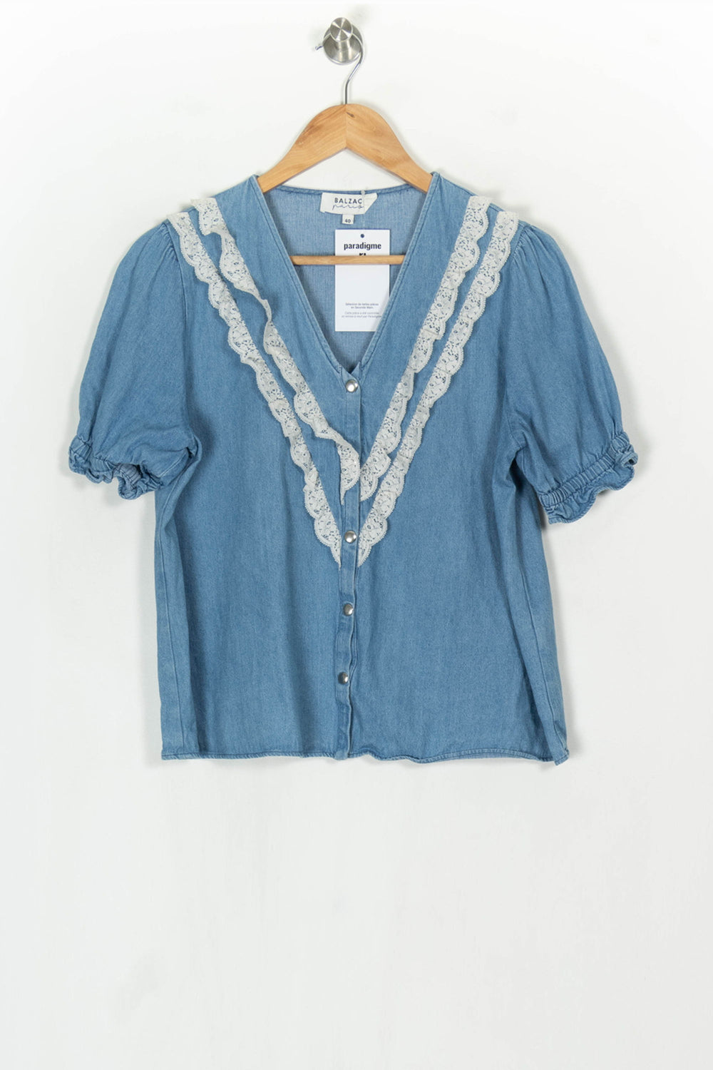 Blouse En Jean Bleue - Taille L/40 de la marque Balzac Paris | PARAD124007 - Vendu par Paradigme - Image 2