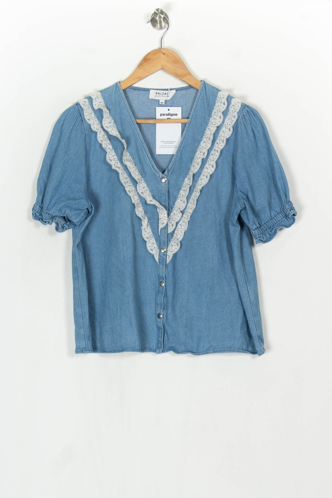 Blouse En Jean Bleue - Taille L/40 de la marque Balzac Paris | PARAD124007 - Vendu par Paradigme - Image 2
