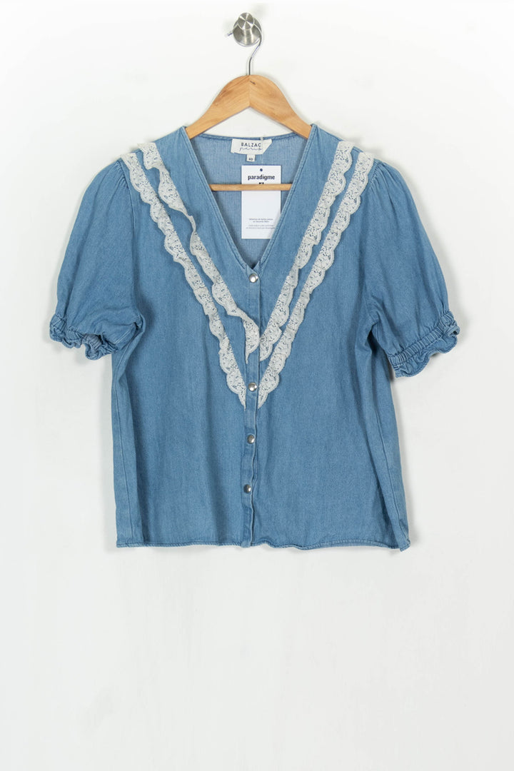 Blouse En Jean Bleue - Taille L/40 de la marque Balzac Paris | PARAD124007 - Vendu par Paradigme - Image 2
