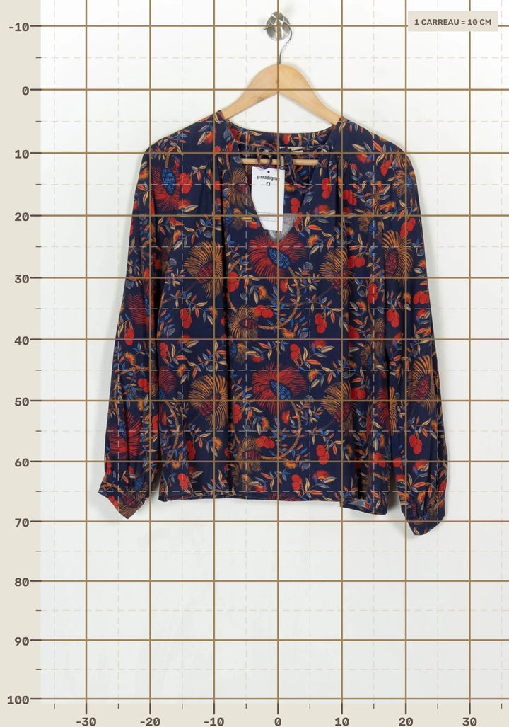 Blouse Bleu Marine et Rouge - Taille M/38 de la marque La Fée Maraboutée | PARAD124024 - Vendu par Paradigme - Image 4