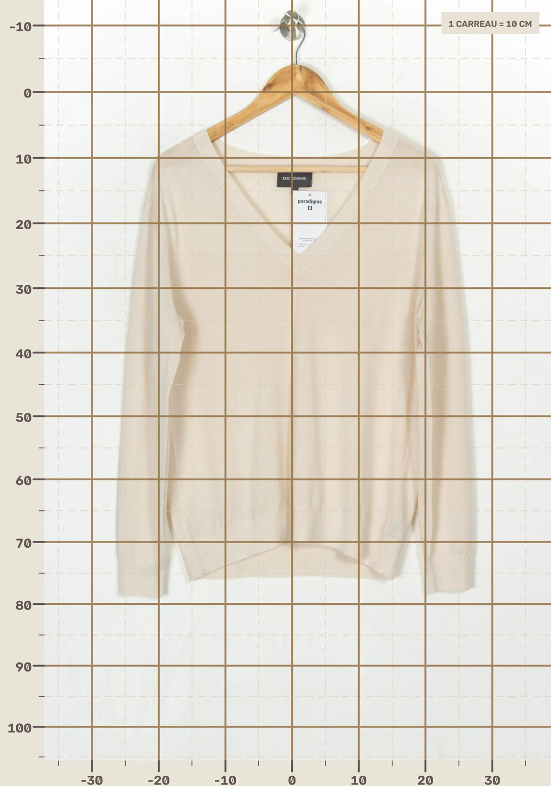 Pull Col V Beige - Taille L/40 de la marque Eric Bompard | PARAD124046 - Vendu par Paradigme - Image 4