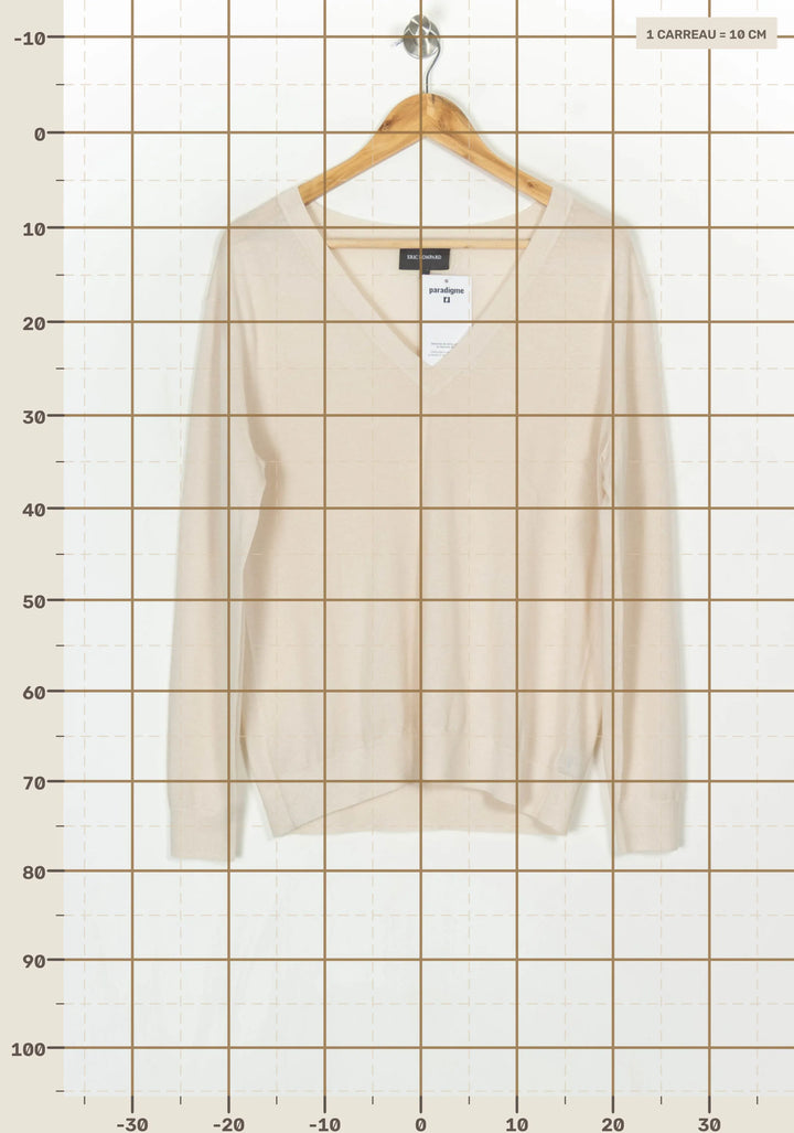 Pull Col V Beige - Taille L/40 de la marque Eric Bompard | PARAD124046 - Vendu par Paradigme - Image 4