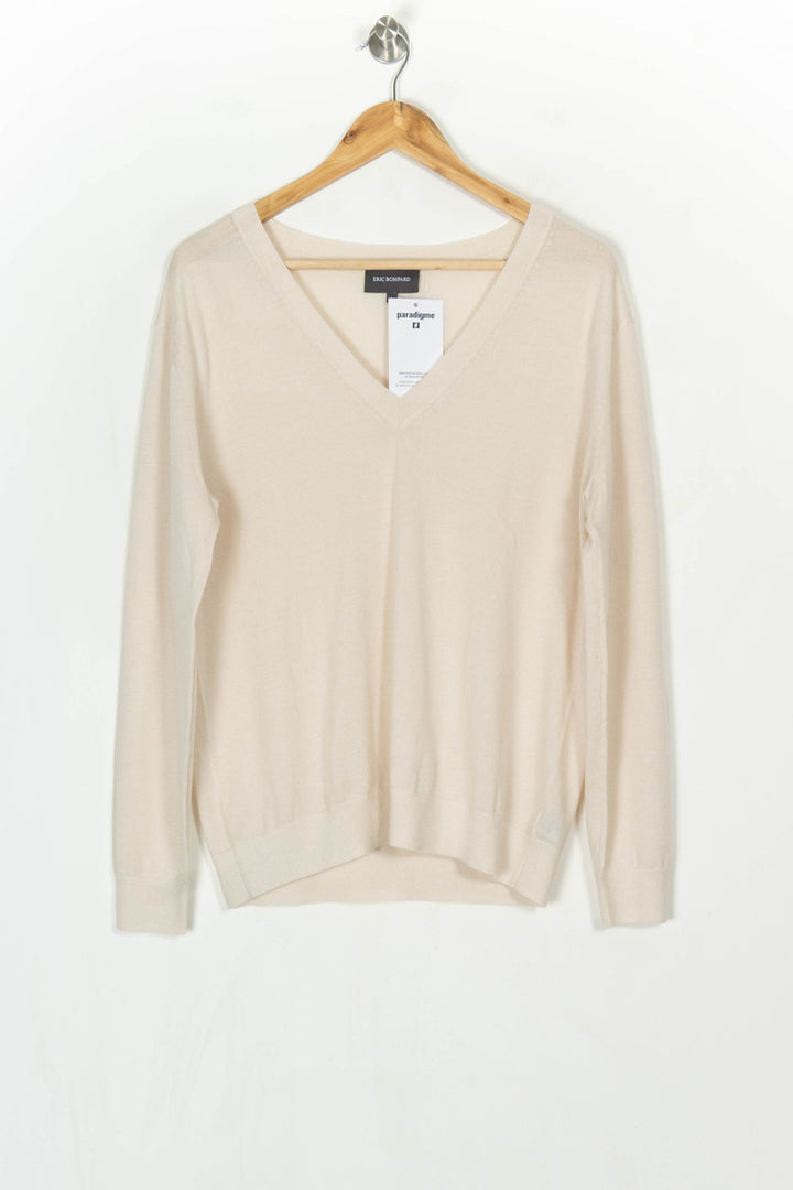 Pull Col V Beige - Taille L/40 de la marque Eric Bompard | PARAD124046 - Vendu par Paradigme - Image 2