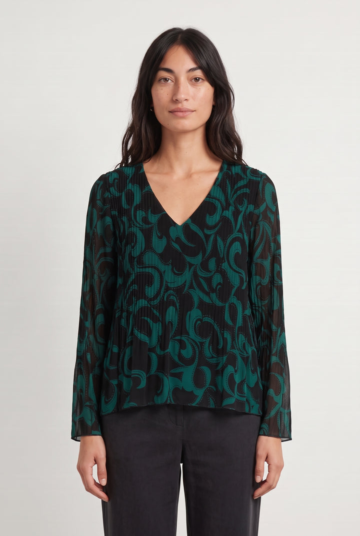 Blouse Verte et Noire - Taille S/36 de la marque La Fée Maraboutée | PARAD124047 - Vendu par Paradigme - Image 1