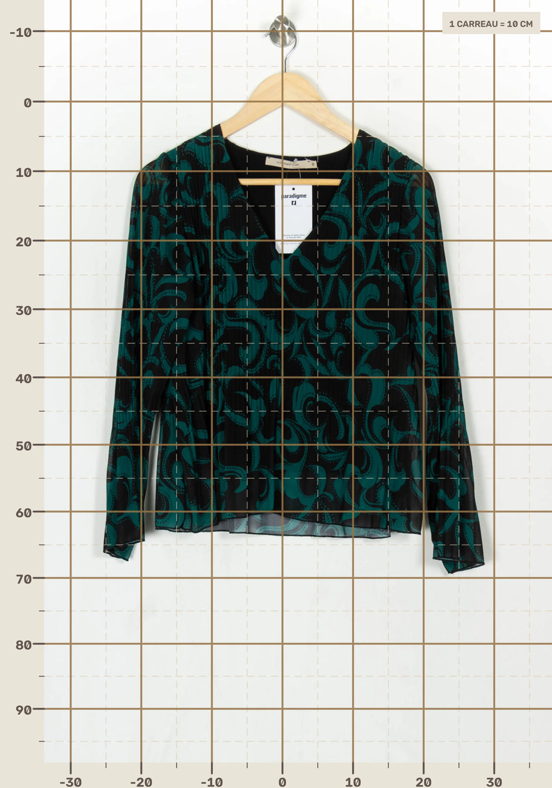 Blouse Verte et Noire - Taille S/36 de la marque La Fée Maraboutée | PARAD124047 - Vendu par Paradigme - Image 4