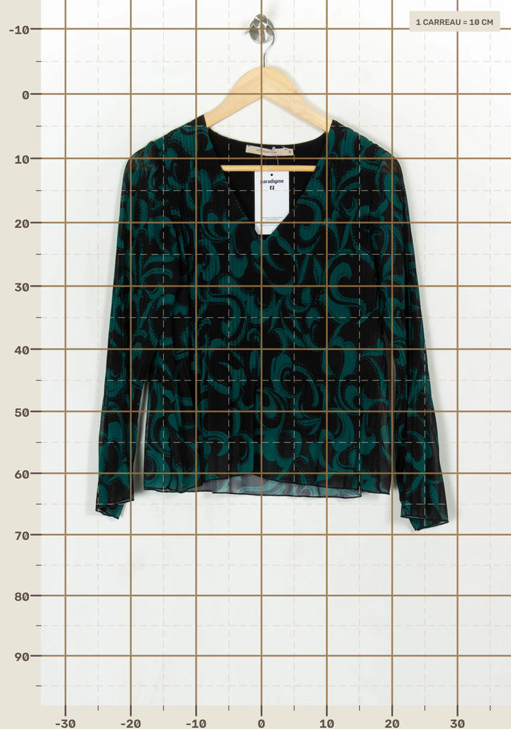 Blouse Verte et Noire - Taille S/36 de la marque La Fée Maraboutée | PARAD124047 - Vendu par Paradigme - Image 4