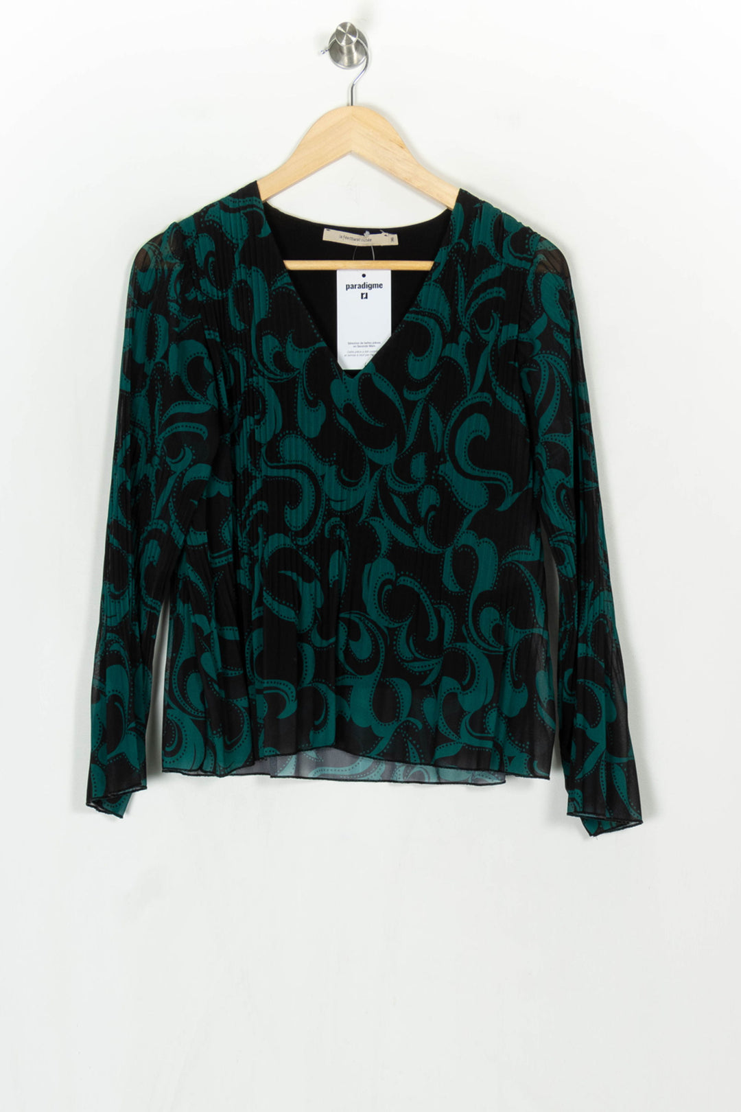 Blouse Verte et Noire - Taille S/36 de la marque La Fée Maraboutée | PARAD124047 - Vendu par Paradigme - Image 2