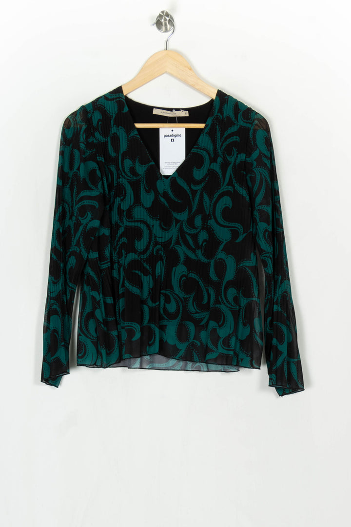 Blouse Verte et Noire - Taille S/36 de la marque La Fée Maraboutée | PARAD124047 - Vendu par Paradigme - Image 2