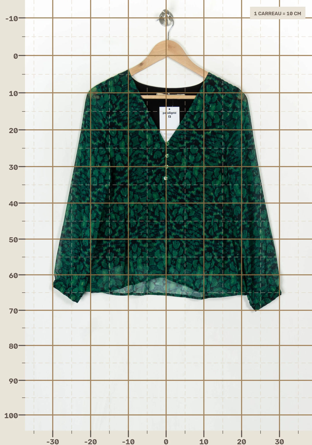 Blouse Verte et Noire - Taille M/38 de la marque La Fée Maraboutée | PARAD124048 - Vendu par Paradigme - Image 4