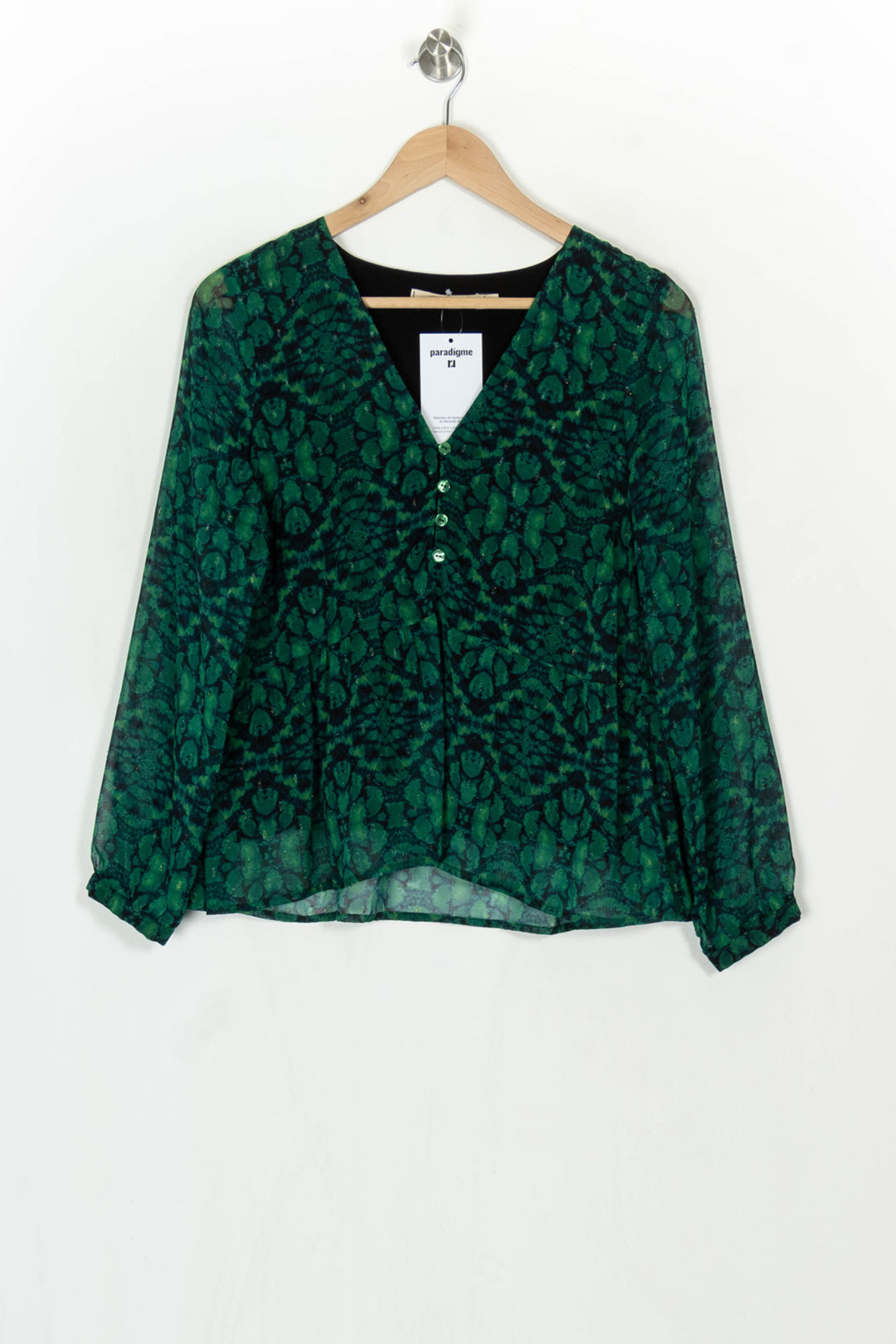 Blouse Verte et Noire - Taille M/38 de la marque La Fée Maraboutée | PARAD124048 - Vendu par Paradigme - Image 2
