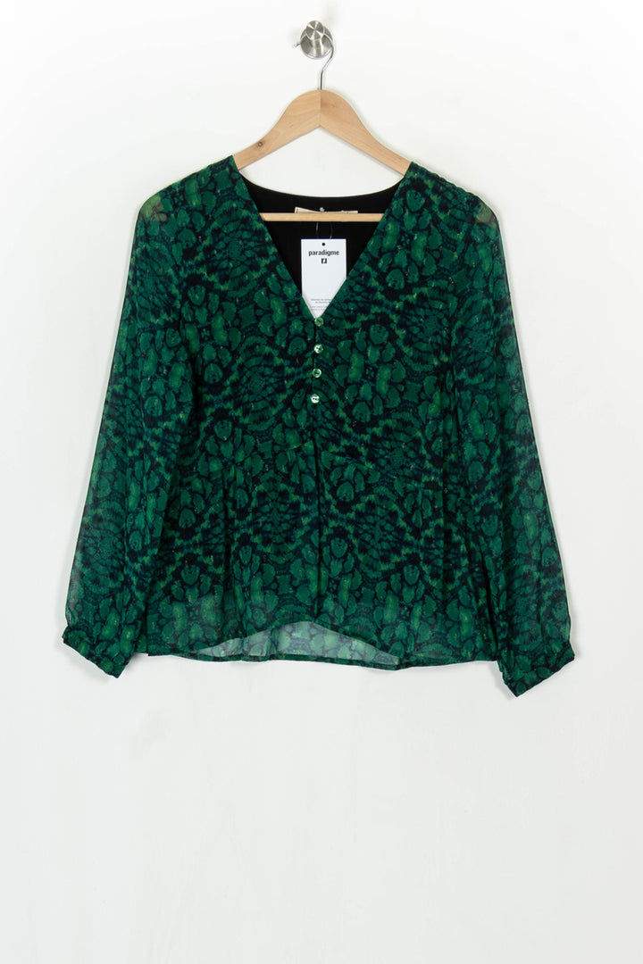 Blouse Verte et Noire - Taille M/38 de la marque La Fée Maraboutée | PARAD124048 - Vendu par Paradigme - Image 2