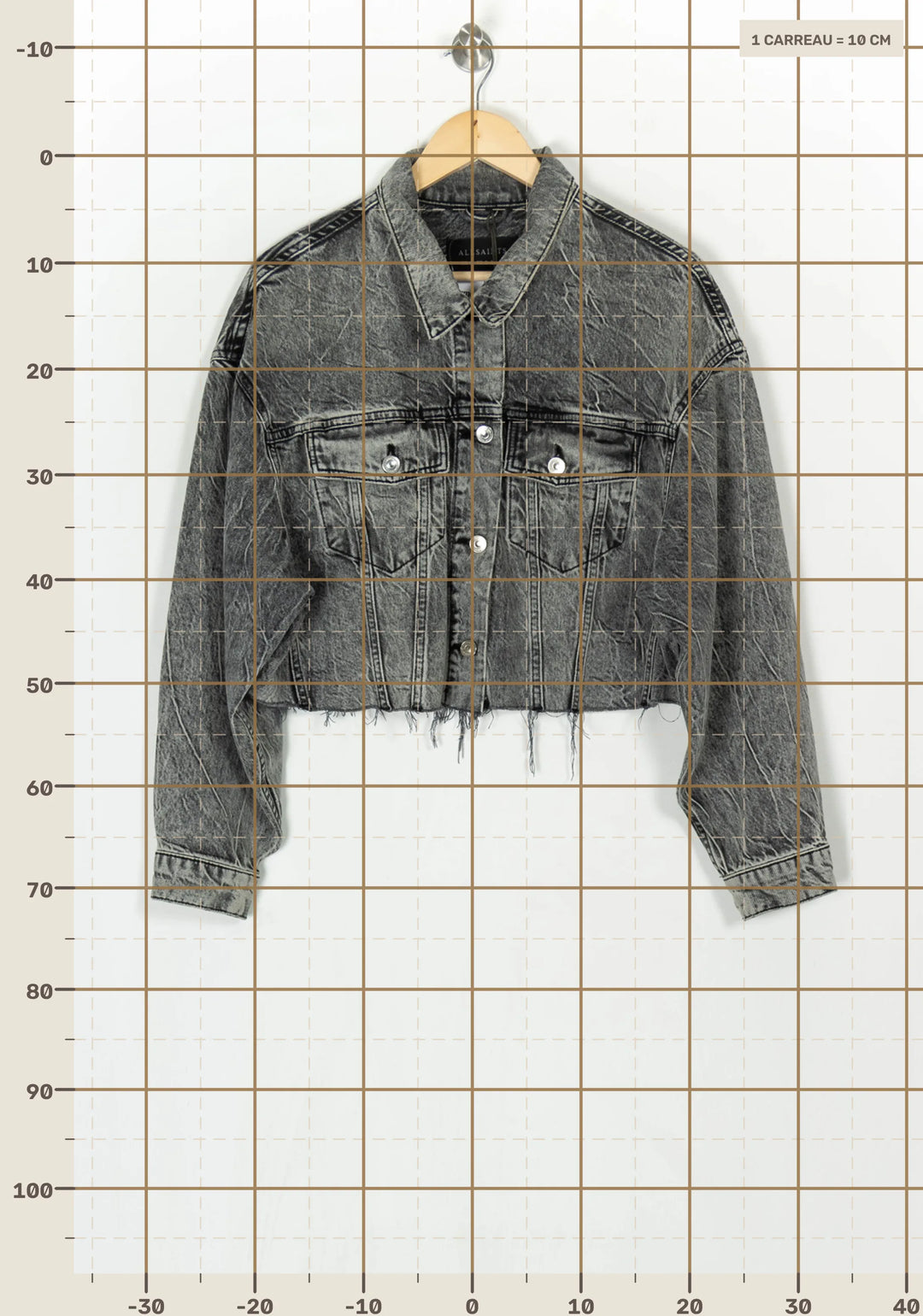 Veste En Jean Grise - Taille XS/34 de la marque All Saints | PARAD124072 - Vendu par Paradigme - Image 4