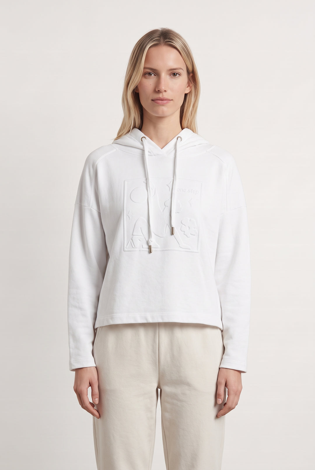 Sweat À Capuche Blanc - Taille S/36 de la marque One Step | PARAD124088 - Vendu par Paradigme - Image 1