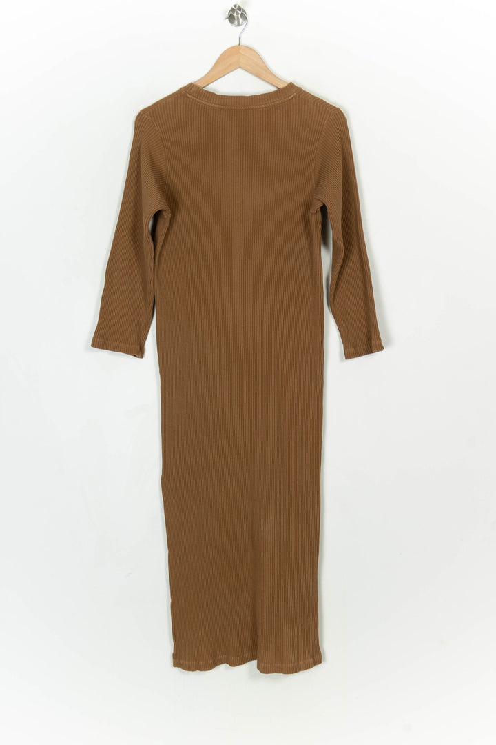 Robe Longue Côtelée Marron - Taille M/38 de la marque Rosaé Paris | PARAD124106 - Vendu par Paradigme - Image 5
